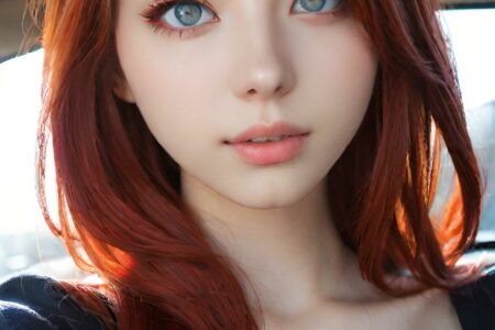 AI girl with red hair wallpaper