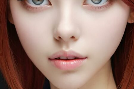 AI girl with red hair wallpaper