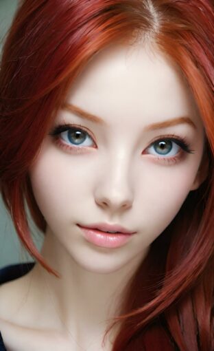 AI girl with red hair wallpaper