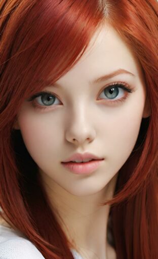 AI girl with red hair wallpaper