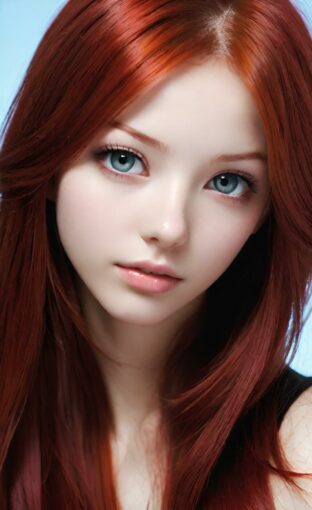 AI girl with red hair wallpaper