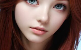 AI girl with red hair wallpaper