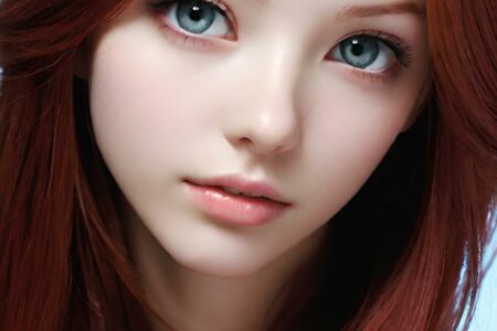 AI girl with red hair wallpaper