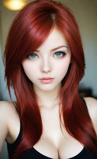 AI girl with red hair wallpaper