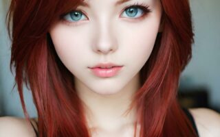 AI girl with red hair wallpaper