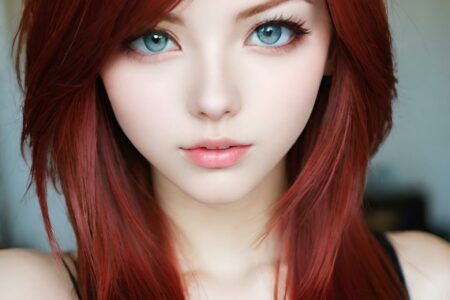 AI girl with red hair wallpaper