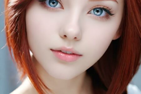 AI girl with red hair wallpaper