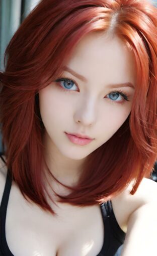 AI girl with red hair wallpaper