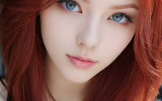 AI girl with red hair wallpaper