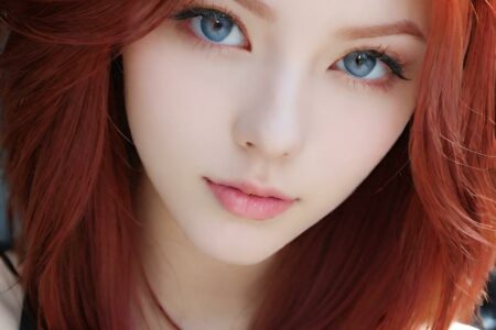 AI girl with red hair wallpaper