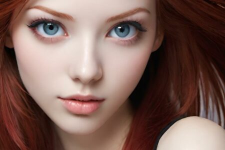 AI girl with red hair wallpaper