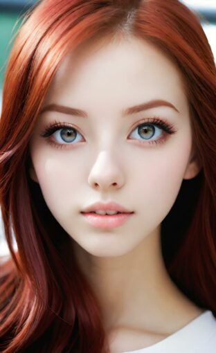 AI girl with red hair wallpaper