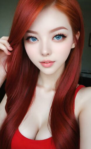 AI girl with red hair wallpaper