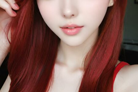 AI girl with red hair wallpaper