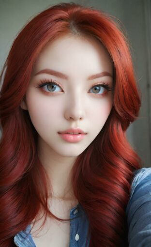 AI girl with red hair wallpaper