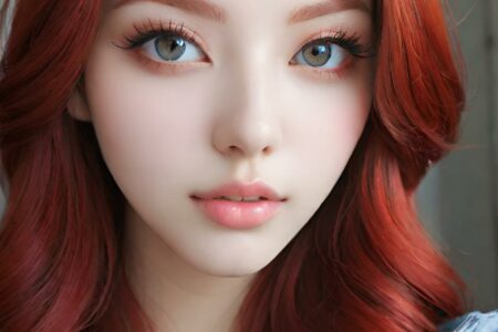 AI girl with red hair wallpaper