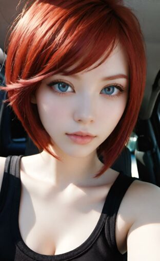 AI girl with red hair wallpaper