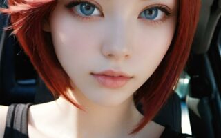 AI girl with red hair wallpaper