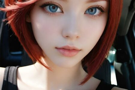AI girl with red hair wallpaper