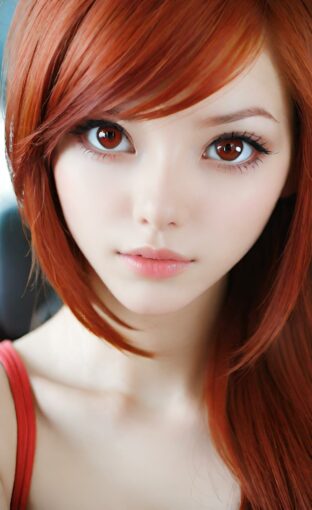 AI girl with red hair wallpaper