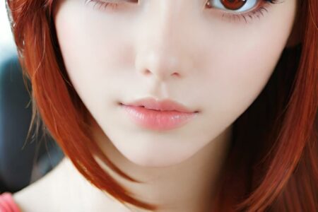 AI girl with red hair wallpaper