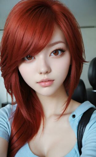 AI girl with red hair wallpaper