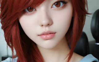 AI girl with red hair wallpaper