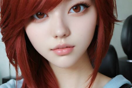 AI girl with red hair wallpaper