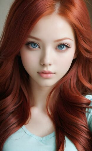AI girl with red hair wallpaper