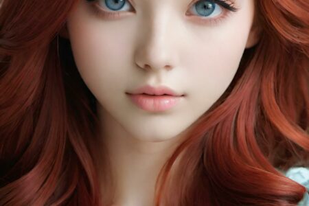 AI girl with red hair wallpaper