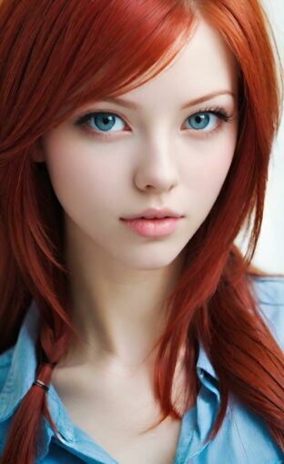 AI girl with red hair wallpaper