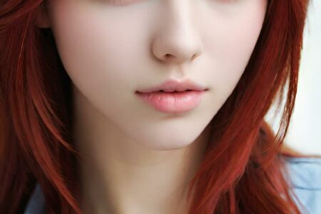 AI girl with red hair wallpaper