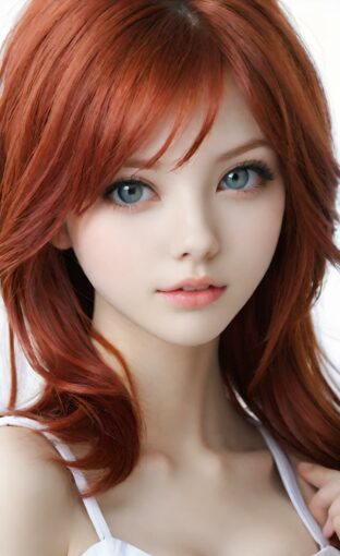 AI girl with red hair wallpaper
