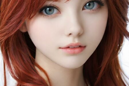 AI girl with red hair wallpaper