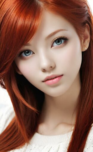 AI girl with red hair wallpaper