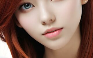 AI girl with red hair wallpaper