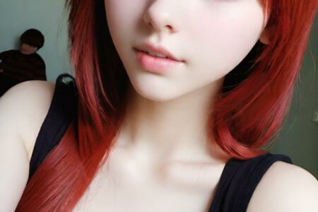 AI girl with red hair wallpaper