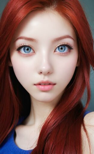 AI girl with red hair wallpaper