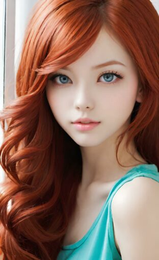 AI girl with red hair wallpaper