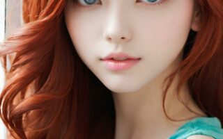 AI girl with red hair wallpaper