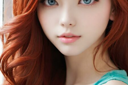 AI girl with red hair wallpaper