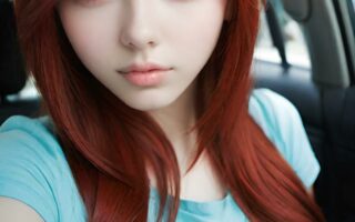 AI girl with red hair wallpaper