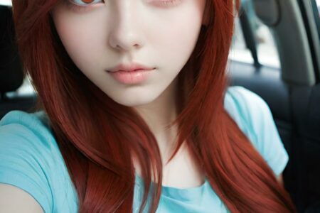AI girl with red hair wallpaper