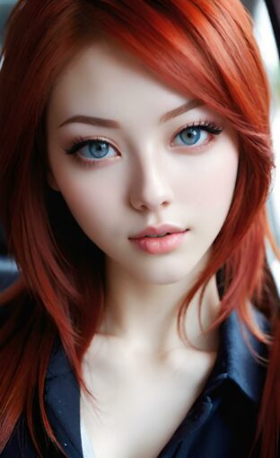 AI girl with red hair wallpaper