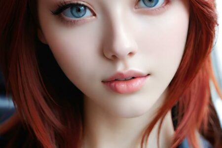 AI girl with red hair wallpaper