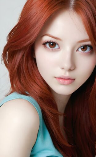 AI girl with red hair wallpaper