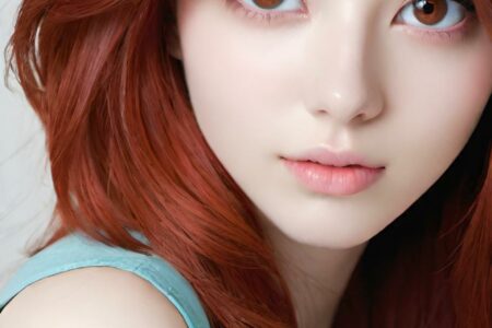 AI girl with red hair wallpaper