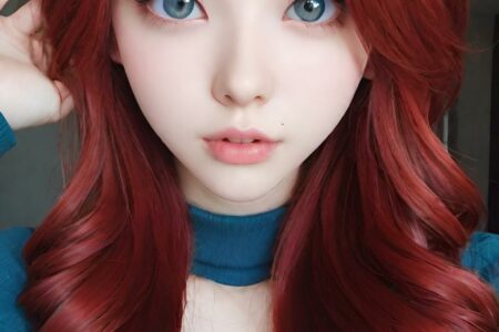 AI girl with red hair wallpaper