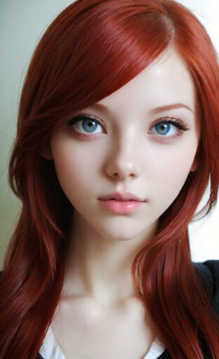 AI girl with red hair wallpaper