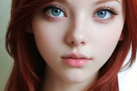 AI girl with red hair wallpaper